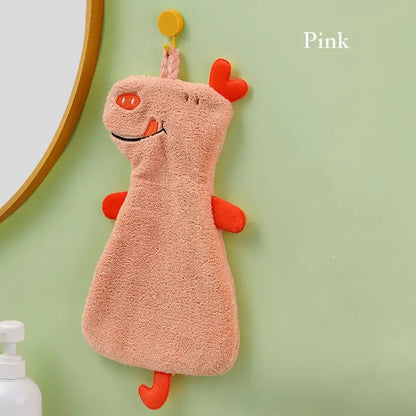 Plush unicorn light blue & tan double-layer coral velvet hand towel kitchen