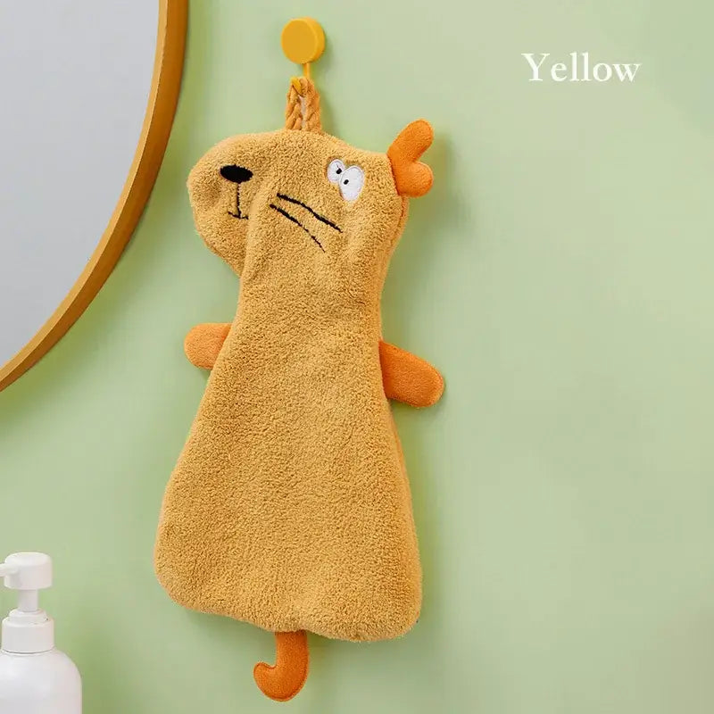 Plush unicorn light blue & tan double-layer coral velvet hand towel kitchen
