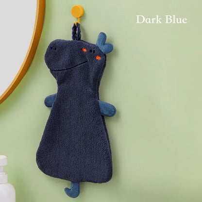 Plush unicorn light blue & tan double-layer coral velvet hand towel kitchen