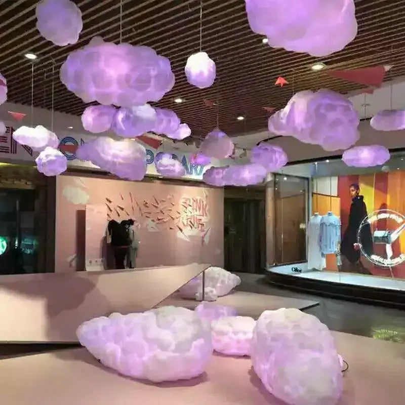 Plush white cloud led chandelier light for nursery kids room