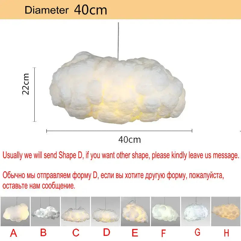 Plush white cloud led chandelier light for nursery kids room