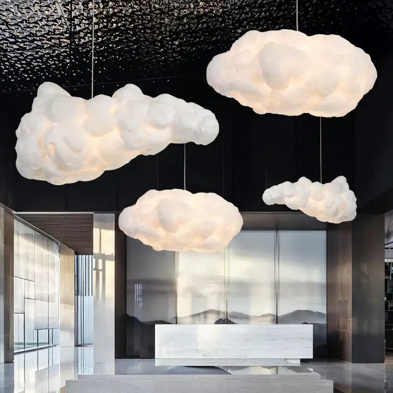 Plush white cloud led chandelier light for nursery kids room