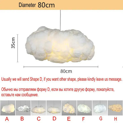 Plush white cloud led chandelier light for nursery kids room