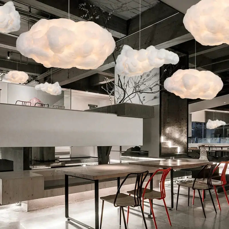 Plush white cloud led chandelier light for nursery kids room