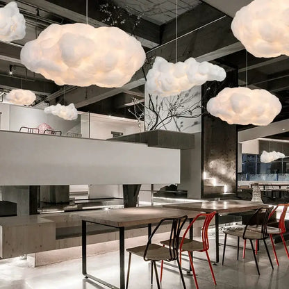 Plush white cloud led chandelier light for nursery kids room