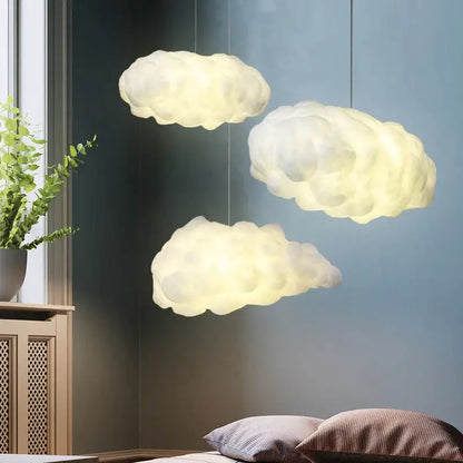 Plush white cloud led chandelier light for nursery kids room
