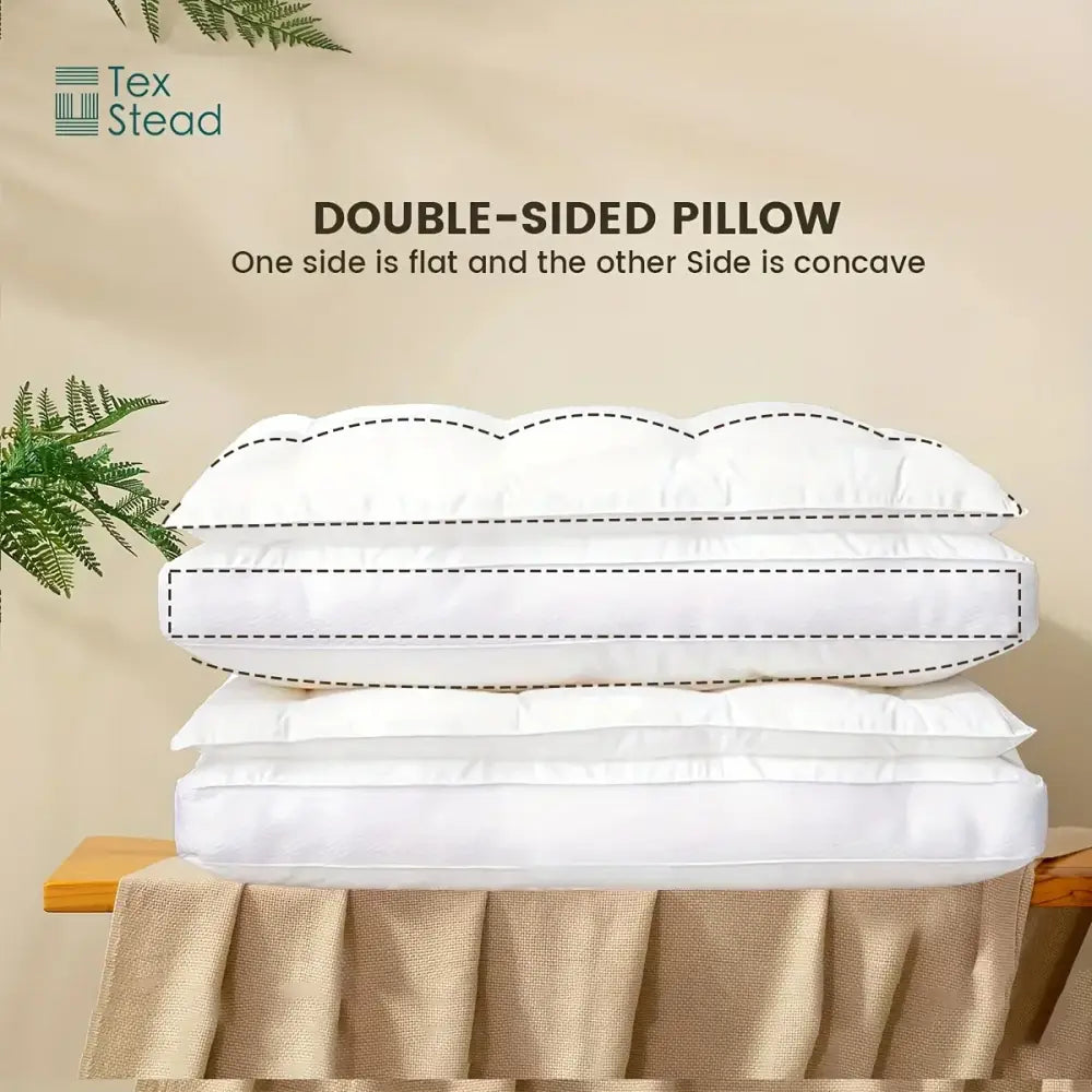 Plush white double layer fiber pillow bedroom quilted neck support