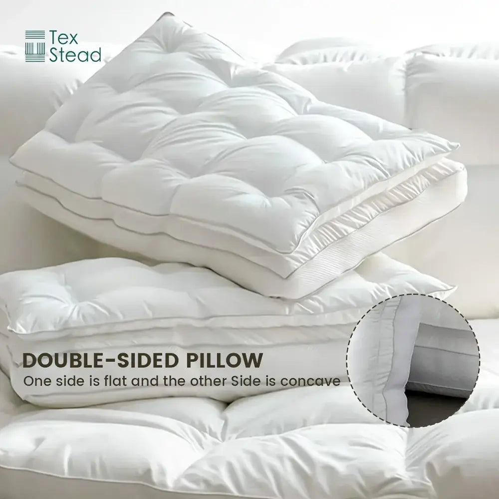 Plush white double layer fiber pillow bedroom quilted neck support