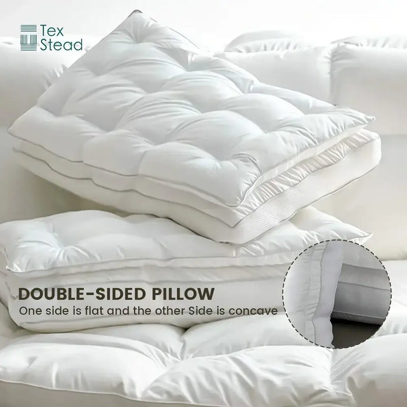Plush white double layer fiber pillow bedroom quilted neck support
