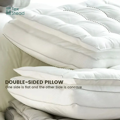 Plush white double layer fiber pillow bedroom quilted neck support