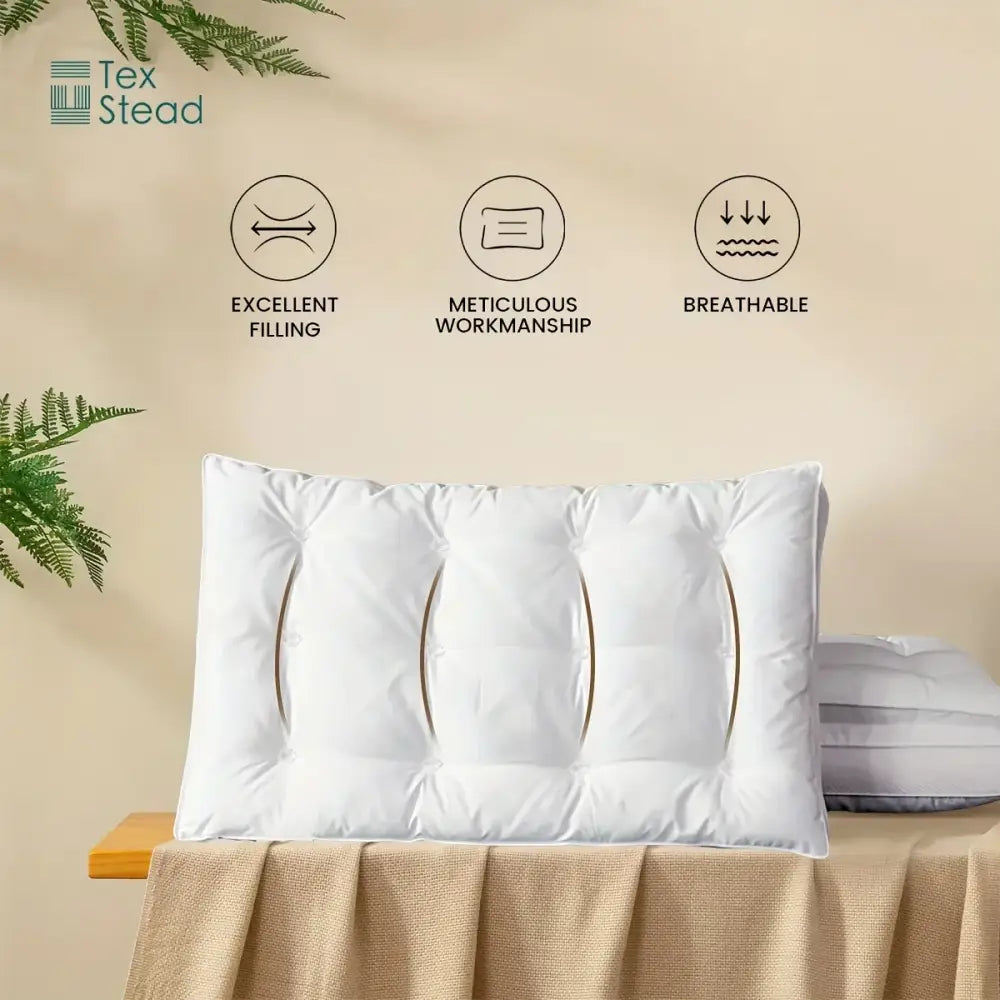 Plush white double layer fiber pillow bedroom quilted neck support