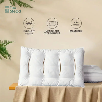 Plush white double layer fiber pillow bedroom quilted neck support