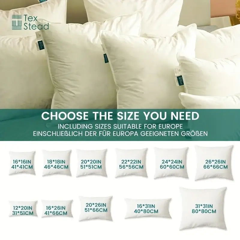Plush white goose feather insert pillow bedroom & living room decor