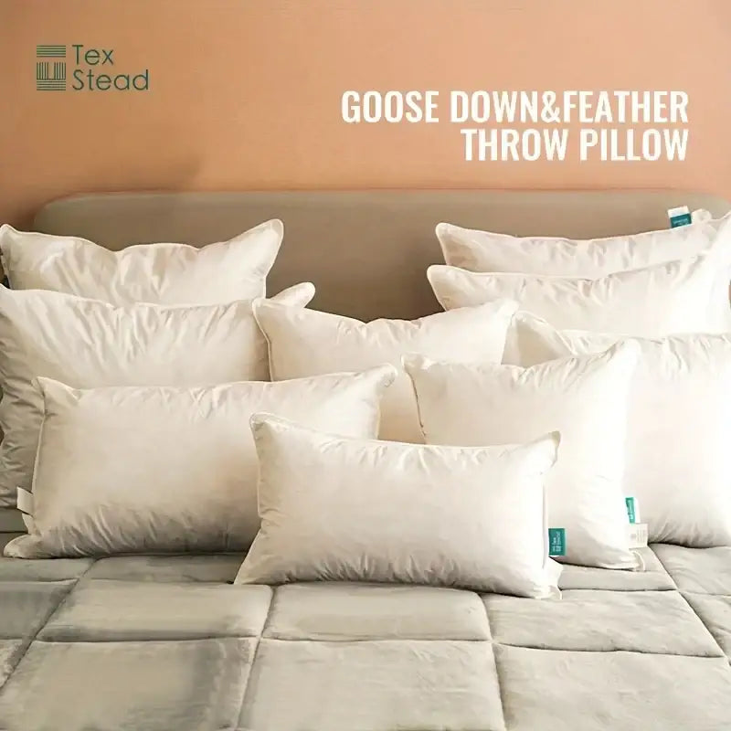 Plush white goose feather insert pillow bedroom & living room decor