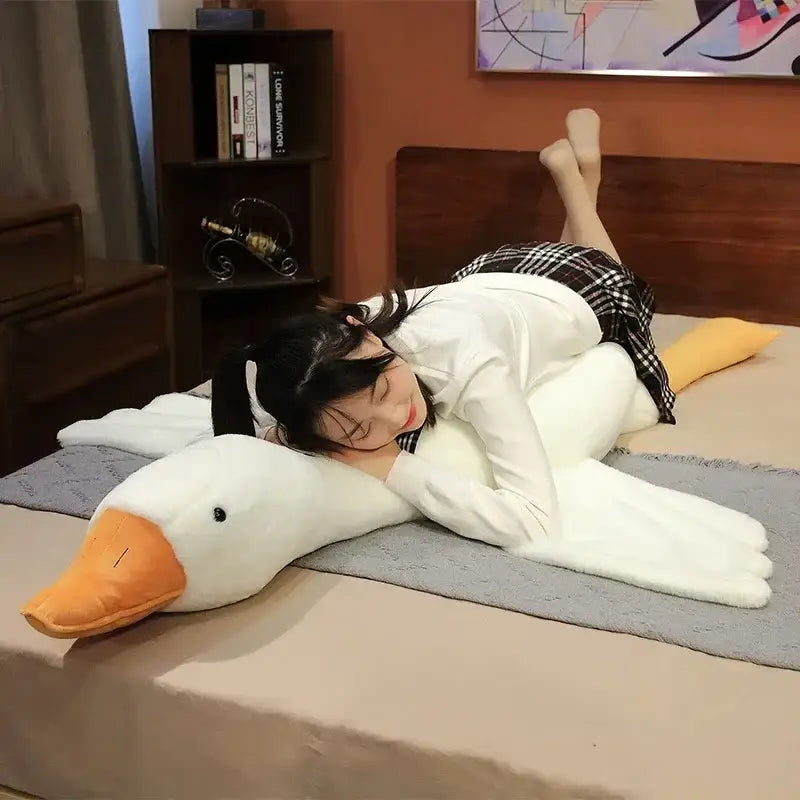Plush white goose sleep body pillow – bedroom festival gift