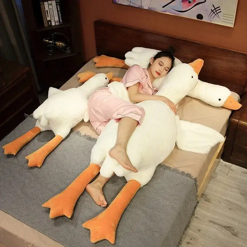 Plush white goose sleep body pillow – bedroom festival gift