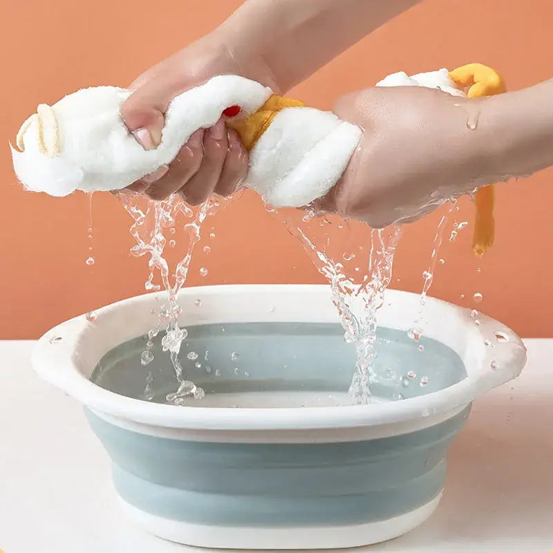 Plush white & gray duck terry towel kitchen cleaning cloth