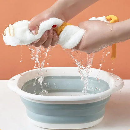 Plush white & gray duck terry towel kitchen cleaning cloth