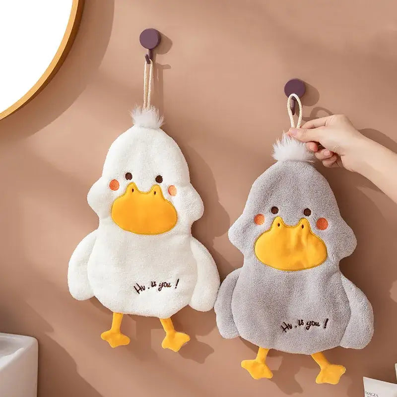 Plush white & gray duck terry towel kitchen cleaning cloth
