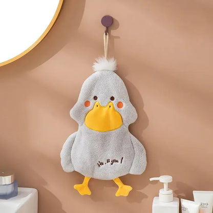 Plush white & gray duck terry towel kitchen cleaning cloth