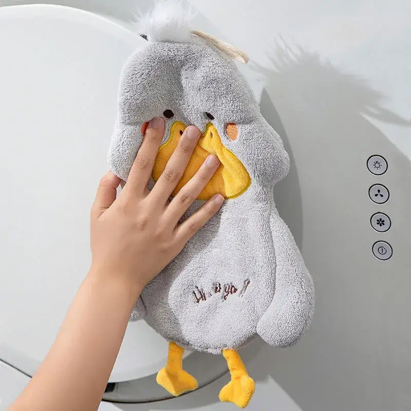 Plush white & gray duck terry towel kitchen cleaning cloth