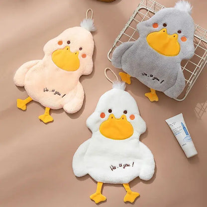 Plush white & gray duck terry towel kitchen cleaning cloth