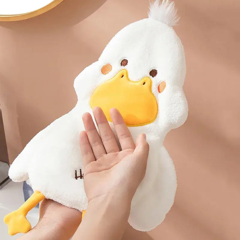Plush white & gray duck terry towel kitchen cleaning cloth