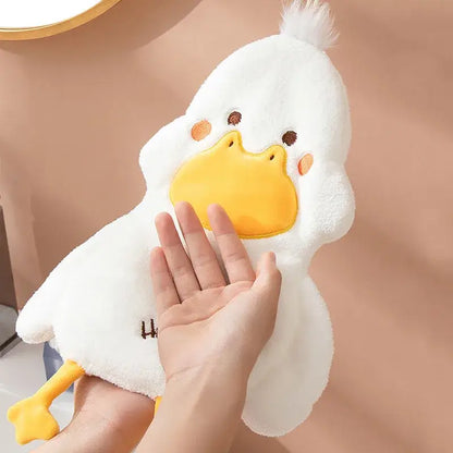 Plush white & gray duck terry towel kitchen cleaning cloth