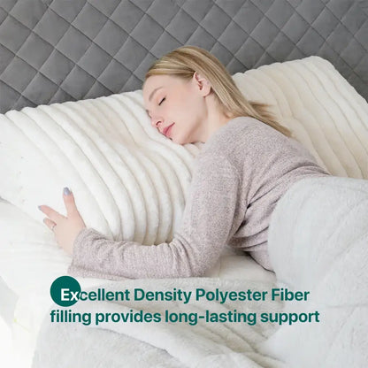 Plush white ribbed headboard wedge pillow bedroom reading bolster