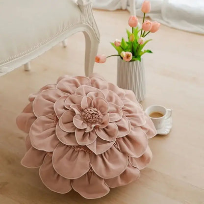 Plush white & soft pink 3d flowers pillows bedroom home decor