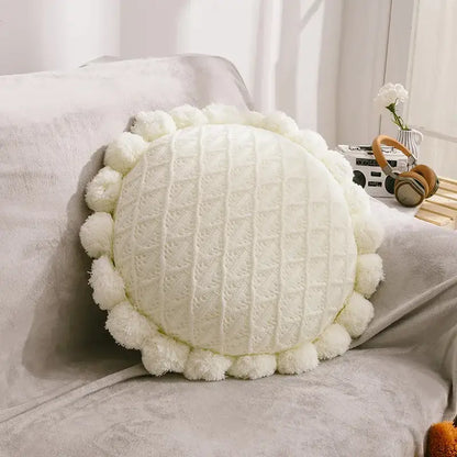 Plush white & soft pink 3d flowers pillows bedroom home decor