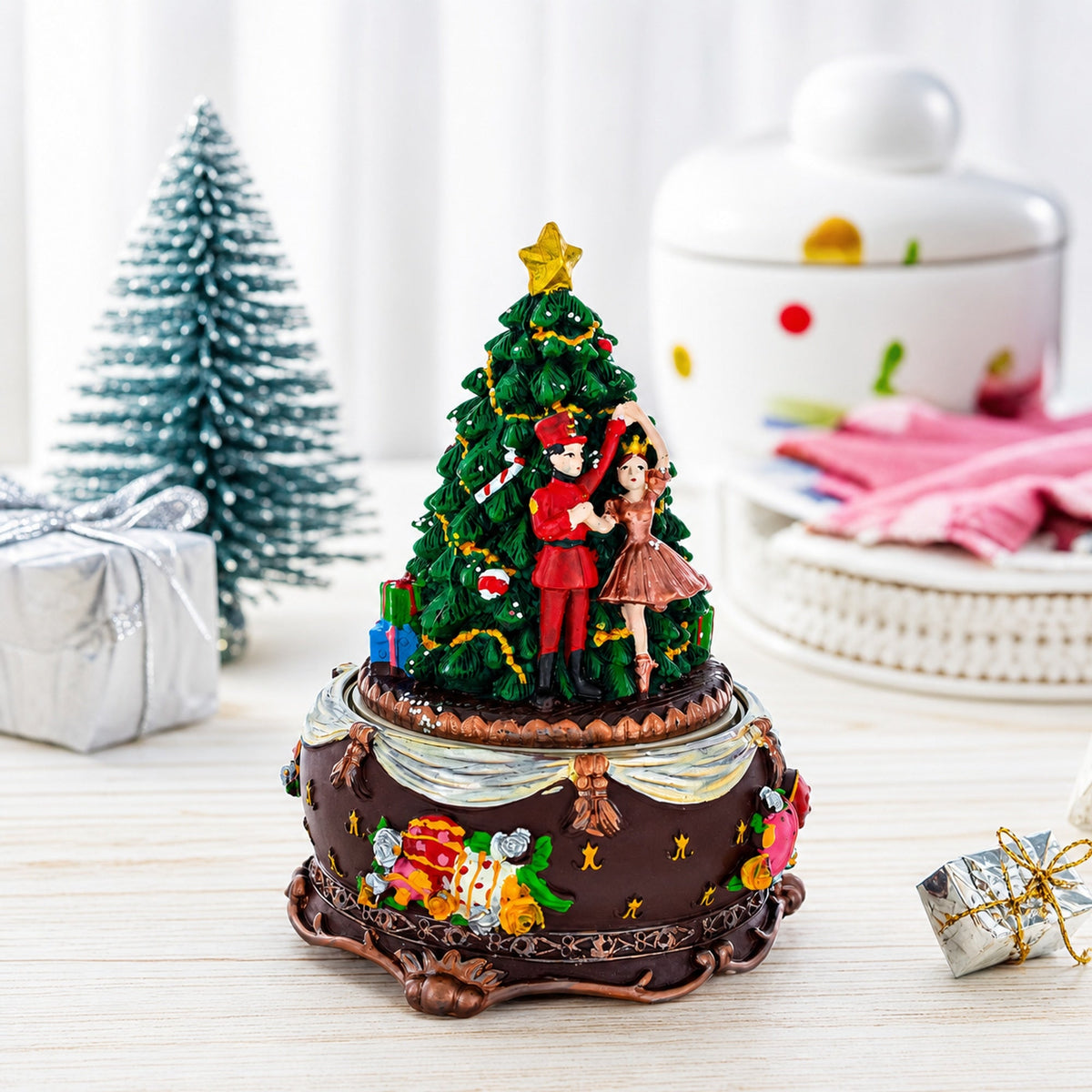 Nutcracker and Ballerina Wind-Up Christmas Musical Figurine