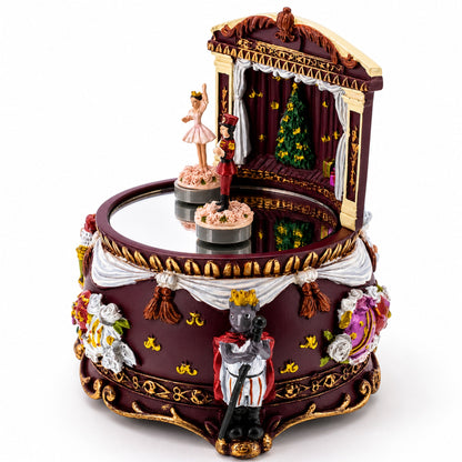 Animated Nutcracker Theatre Figurine - Rotating Ballerina Mirror Music Box