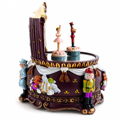 Animated Nutcracker Theatre Figurine - Rotating Ballerina Mirror Music Box