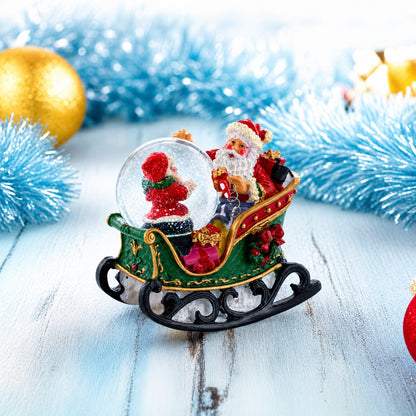 Santa's Joyful Sleigh Ride Mini Snow Water Globe