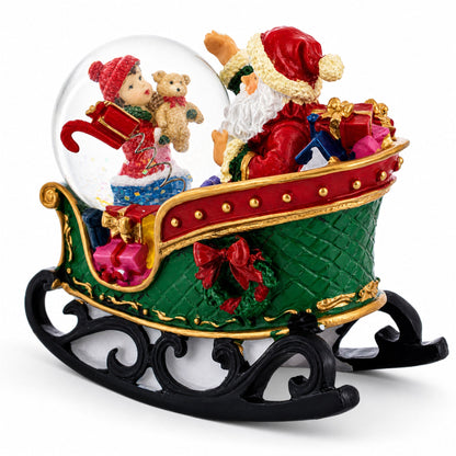 Santa's Joyful Sleigh Ride Mini Snow Water Globe