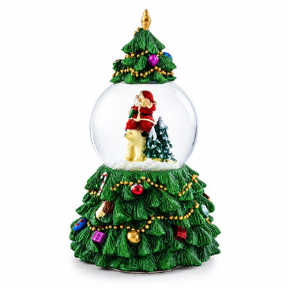 Santa's Riding Polar Bear Spinning Musical Water Snow Globe