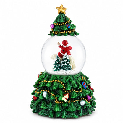 Santa's Riding Polar Bear Spinning Musical Water Snow Globe