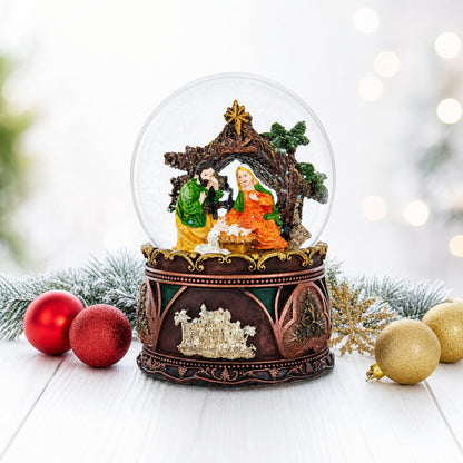 Nativity Serenity Water Snow Globe with "Silent Night" Music Box