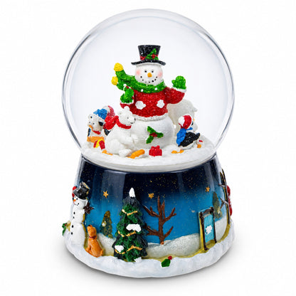 Snowman, Polar Bears, and Penguins Musical Spinning Snow Globe