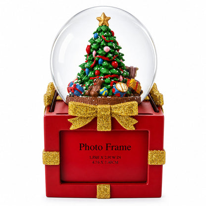 Four-Sided Picture Frame Christmas Tree Musical Water Snow Globe