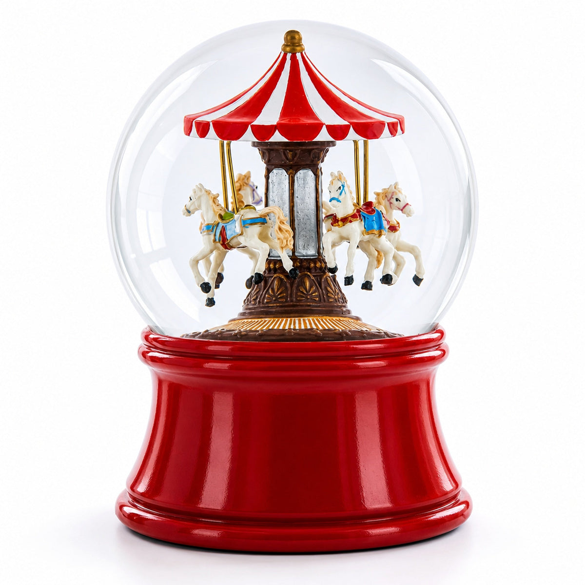 Whirling Carousel Wind-up Spinning Horses Musical Water Globe
