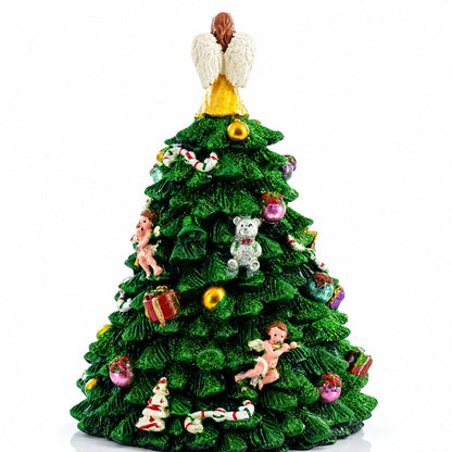 Wind-up Spinning Musical Christmas Tree with Angel Topper