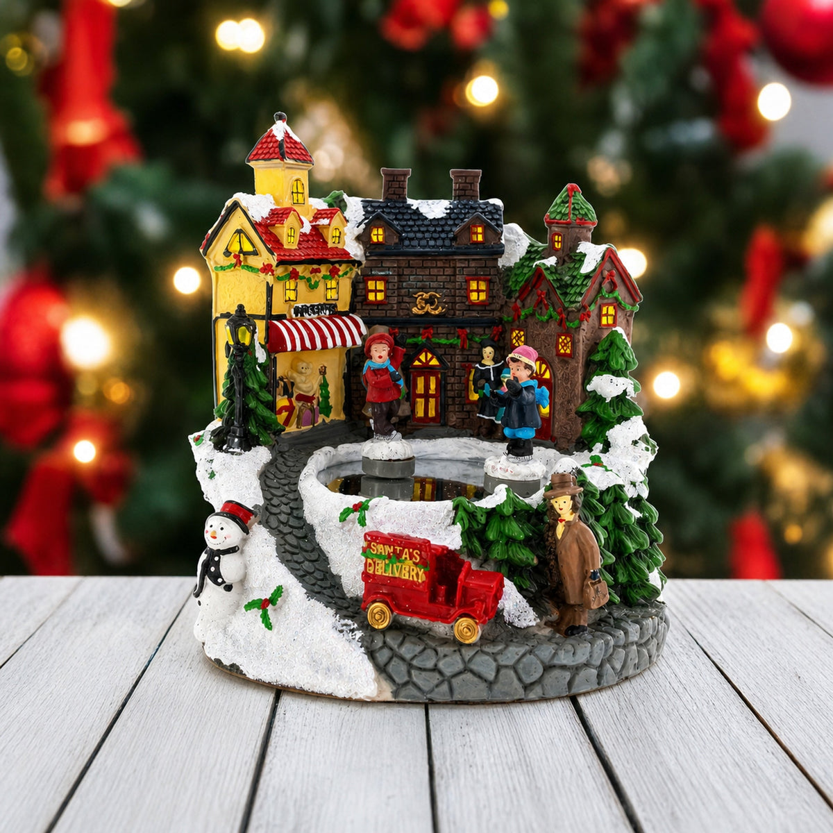 Winter Village Skating Animated Musical Christmas Figurine