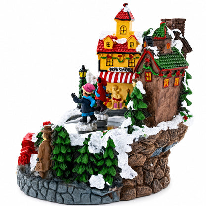 Winter Village Skating Animated Musical Christmas Figurine
