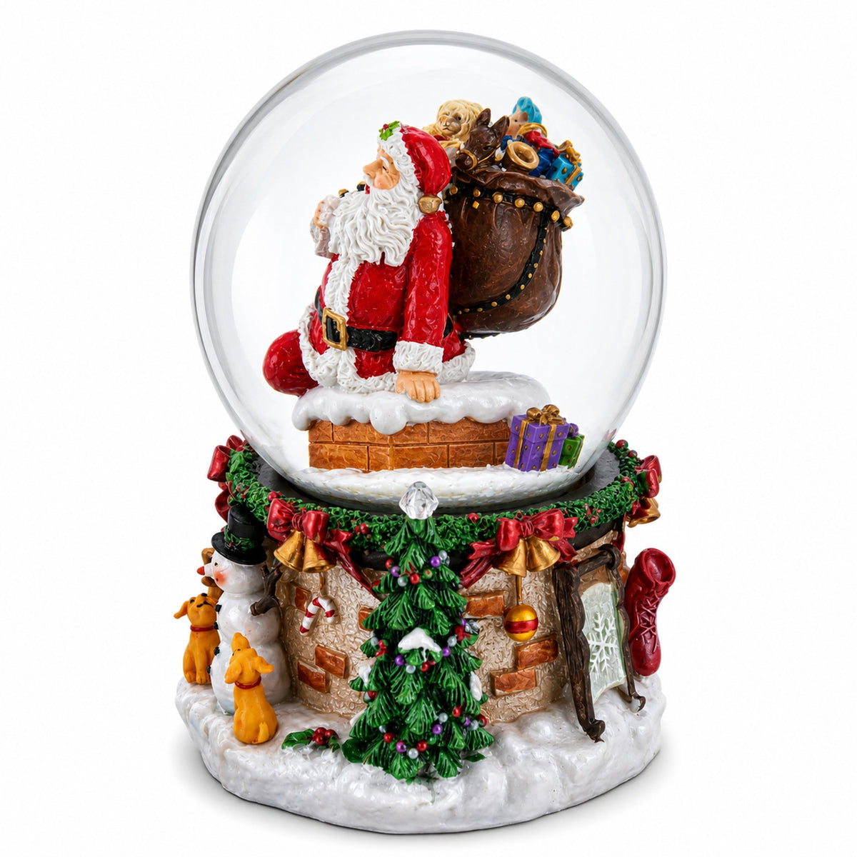 Santa's Chimney Adventure Musical Water Snow Globe