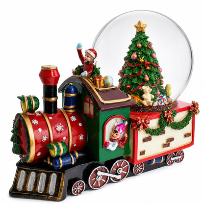Children Riding Train Musical Water Snow Globe