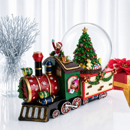 Children Riding Train Musical Water Snow Globe