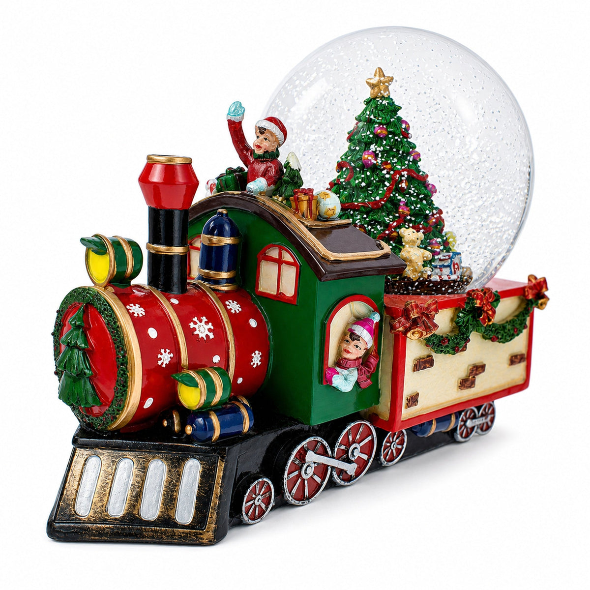 Children Riding Train Musical Water Snow Globe