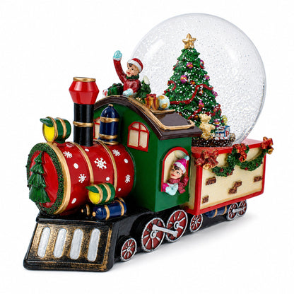 Children Riding Train Musical Water Snow Globe